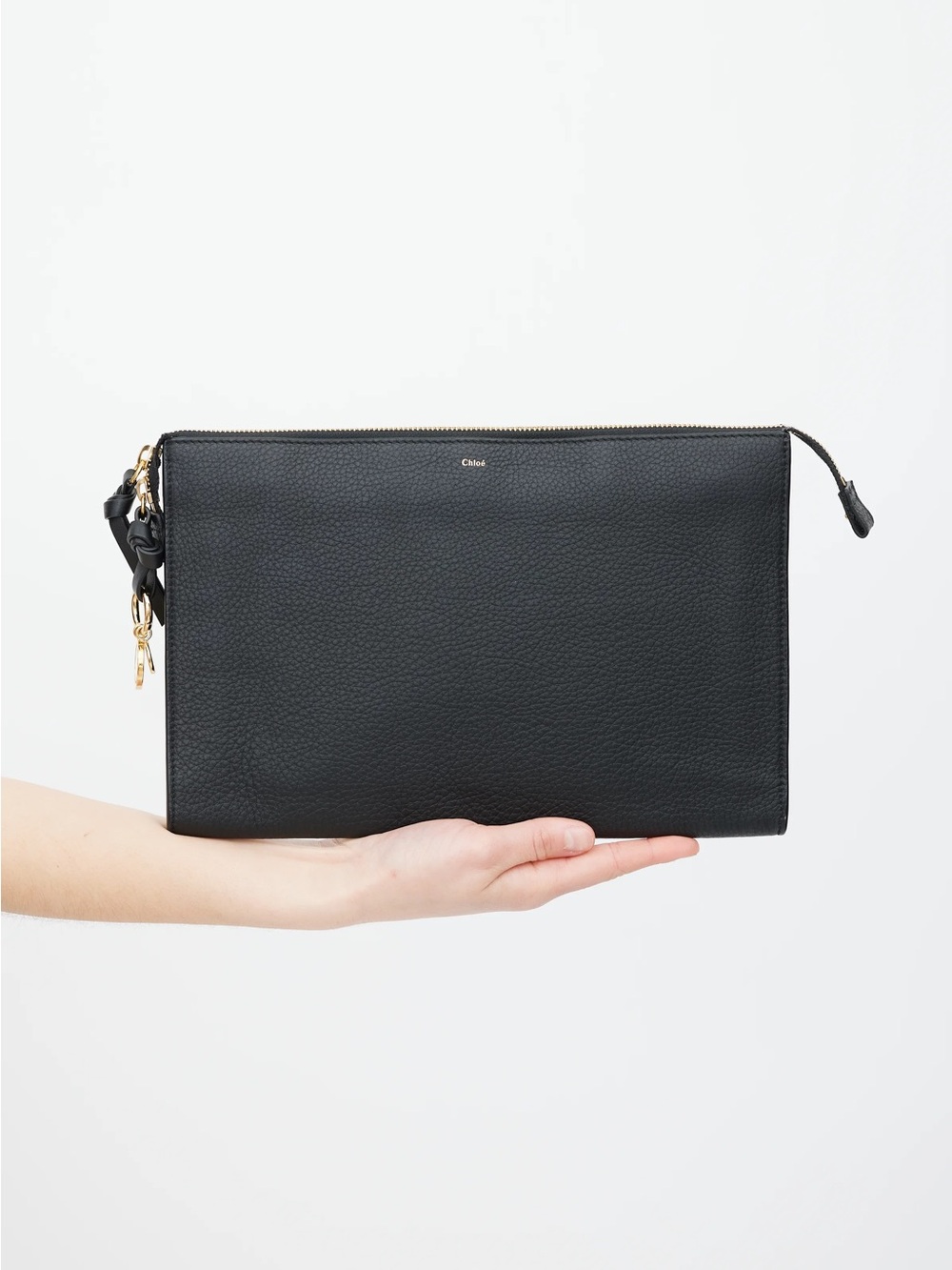 Chloé Black Clutch with Gold Hardware